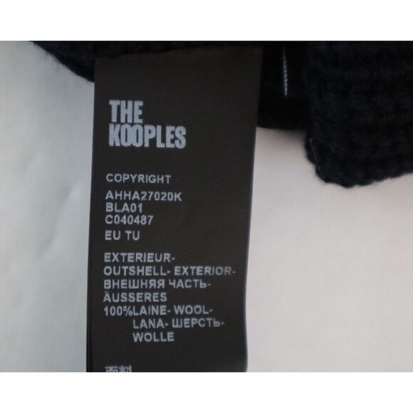 The Kooples AHHA27020K Women's O/S Comfort Fit Black Ribbed Wool Beanie Hat - Picture 9 of 9